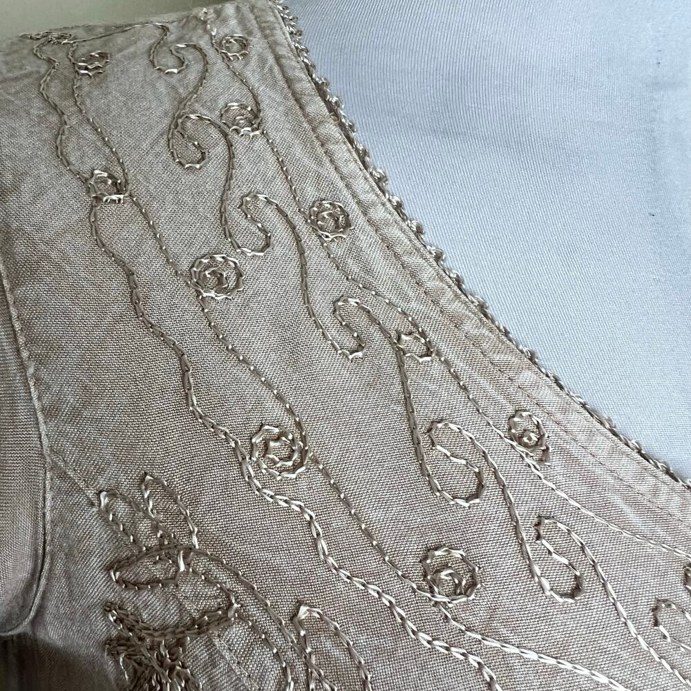 My Choice Top Small Acid Wash Tie Back Embroidered India Boho Rayon Cottage - Picture 5 of 7